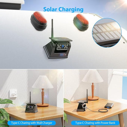 4 Magnetic Solar Wireless Backup Camera HD1080P DVR 10.1" Touchscreen Monitor - Image 5
