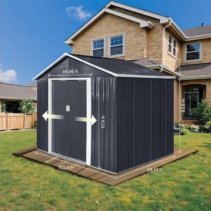 9.1' x 6.4' Outdoor Storage Shed, Sturdy Metal Building w/Windows & Lockable - Image 6