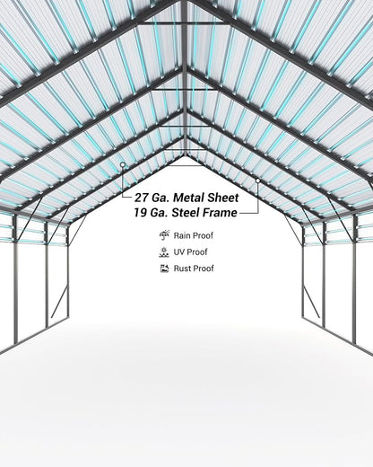 20'x25'x13' Metal Carport for 2 Cars, Extra Tall Car Port, Reinforced Frame and - Image 8