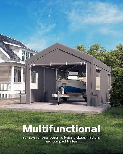 12x20 FT Carport, Heavy-Duty Portable Garage - Image 2