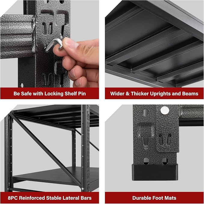 8000LBS Heavy Duty Garage Shelving Units, Metal Garage Shelves, Large Storage - Image 7