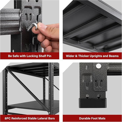 71.3" Wide Heavy Duty Garage Shelving Units, 5000LBS Deep Storage Shelves - Image 7
