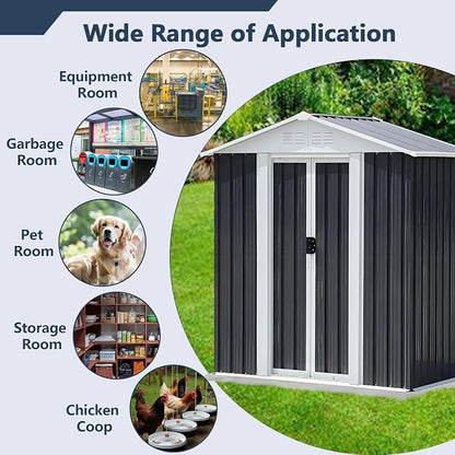 Outdoor Sheds 5FT x 3FT Outdoor Storage, Metal Anti-Corrosion Utility Tool House - Image 5