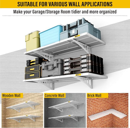 2Pack 1.64x4ft Adjustable Metal Garage Wall Shelving Heavy Duty Garage Storage - Image 6