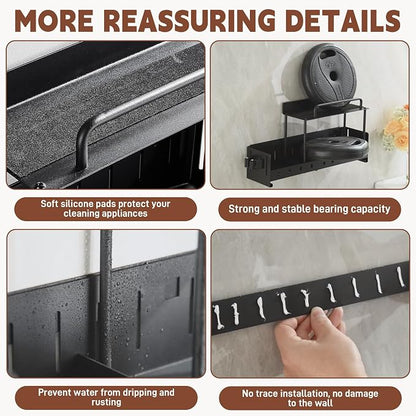 Wall-Mounted Cleaning Tool Organizer, 16.14x4.33x3.74 inches, Mop Holder - Image 5