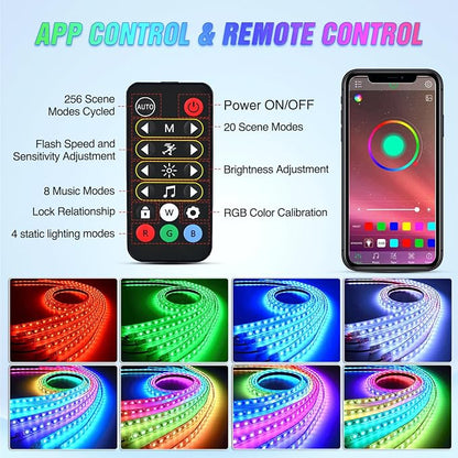 Nilight 6Pcs Car Underglow Neon Accent Strip Lights 300 LEDs Multi Color RGB-IC - Image 3