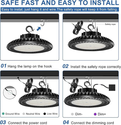 300W LED High Bay Light, UL&DLC Listed 41000LM Dimmable UFO High Bay Lights - Image 5