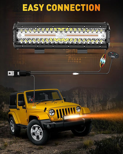 NAOEVO 12 Inch LED Light Bar, 300W 30000LM LED Offroad Fog/Driving Lights - Image 8