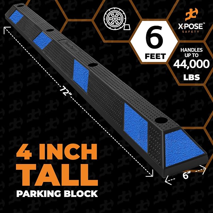 Xpose Safety 72" Heavy Duty Rubber Parking Stopper – 2 Pack Wheel Blocks - Image 3