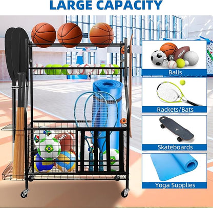 Garage Sports Equipment Organizer, Ball Storage Rack, Garage golf Organizer - Image 2
