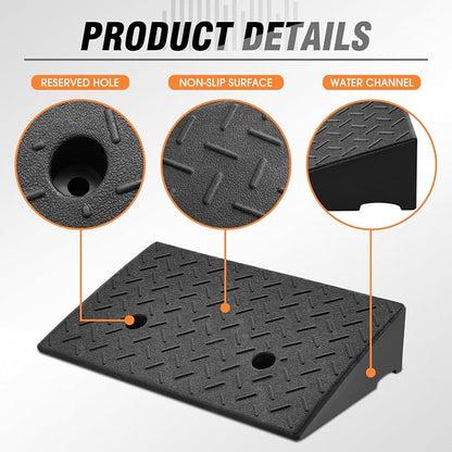DNA MOTORING 2pcs 4.3" Rise Rubber Curb Ramp Heavy Duty Loading Driveway Ramp - Image 5