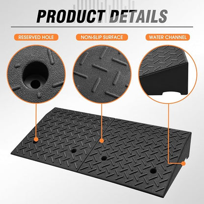 DNA MOTORING 6.3" Rise Rubber Curb Ramp Heavy Duty Loading Driveway Ramp - Image 5
