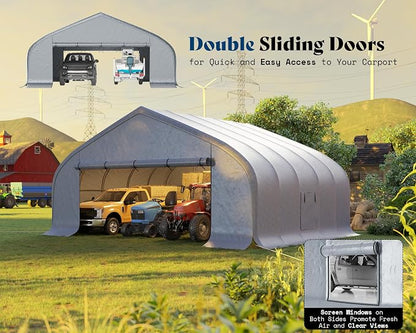 AMERLIFE 22.5 x 20FT Heavy Duty Double Carport, Galvanized Steel Frame Garage - Image 6