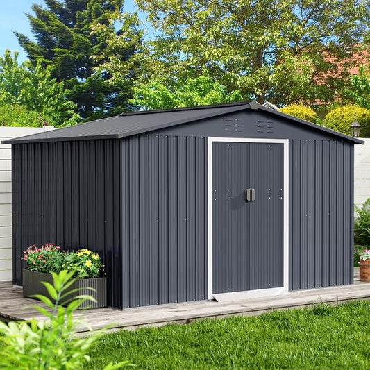 10x10 Ft Outdoor Storage Shed, Steel Utility Tool Shed by GarveeLife