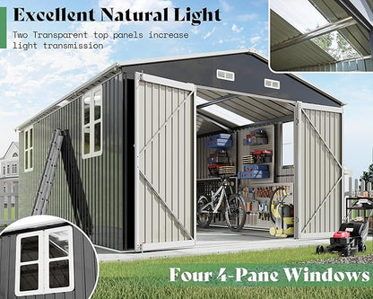 AMERLIFE 10x16.3x7 FT Galvanized Steel Storage Shed - Image 3
