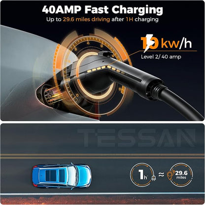 EV Charger Level 2, TESSAN 40A/240V Electric Vehicle Fast Charging Station - Image 2