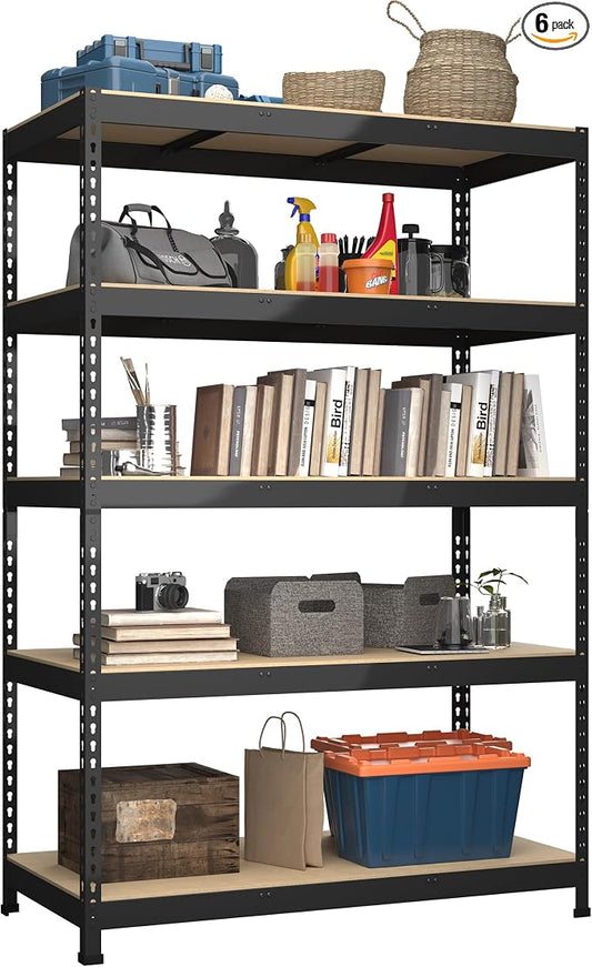 6 Packs 48" W x 24" D x 72" H Adjustable Garage Storage Shelves by BuxWellBang