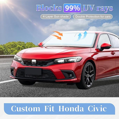 for Honda Civic 2022-2024 2025 Sun Shade Sunshade Windshield Cover, 4-Layer - Image 2