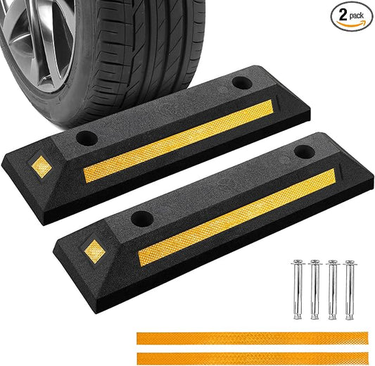 2 Pack Rubber Parking Guide Blocks | Heavy Duty Black Parking Blocks Parking by Acymner