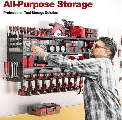 52" W Large Power Tool Organizer Wall Mount -12 Drill Holder - Image 7