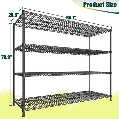 68.1"W Storage Shelves 2500LBS Wire Shelving Unit, Garage Shelving Heavy Duty - Image 3