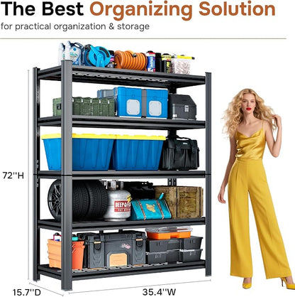 3000LBS Wire Shelving Unit, 5 Tier Adjustable Metal Storage Shelves - Image 2