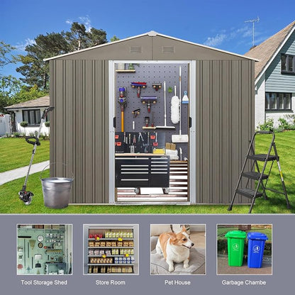 8x10 FT Outdoor Storage Shed, Metal Garden Shed - Image 7