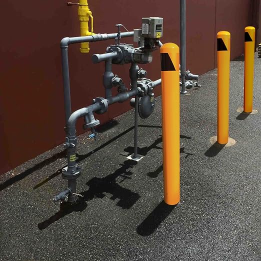 58" Pour in Place Steel Bollard Post, 4-1/2" OD Safety Bollard Yellow Powder - Image 7