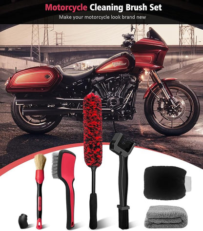 6PCS Motorcycle Cleaning Kit, Wool Wheel Brush, Tire and Chain Brush, Detailing - Image 3