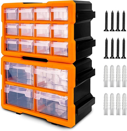 HORUSDY 16-Drawer Storage Cabinet, Wall Mountable Parts Organizer by HORUSDY