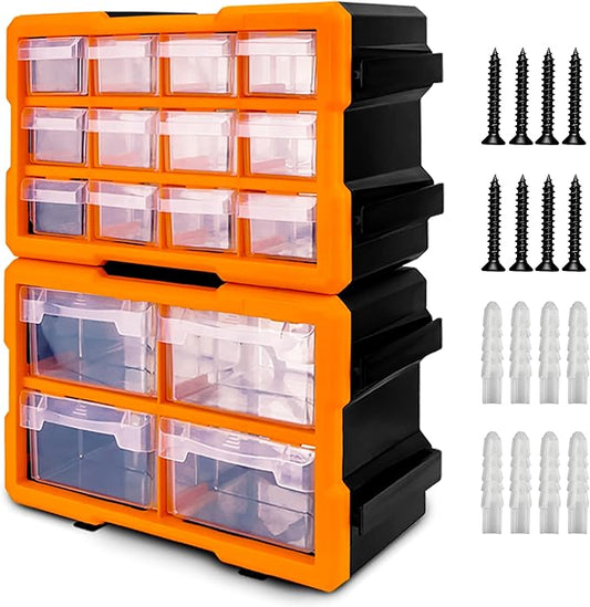 HORUSDY 16-Drawer Storage Cabinet, Wall Mountable Parts Organizer by HORUSDY