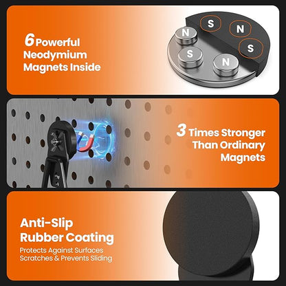 6 Pack Large Magnetic Hooks Heavy Duty Extra Strong Magnetic Garage Hooks Big - Image 5