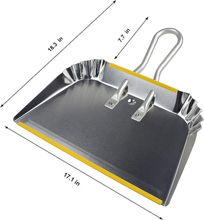 PHYEX 3-Pack 17" Heavy Duty Metal Dust Pans, Wide Dustpans - Image 3