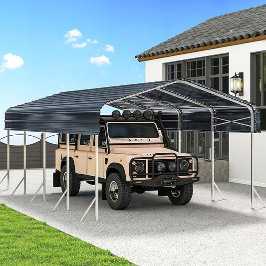12x20' Heavy Duty Metal Carport – Sturdy Structure, All-Weather Protection by dgedby