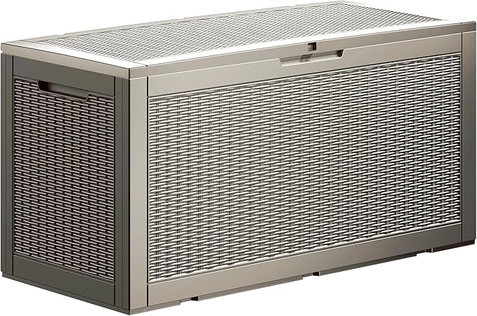 100 Gallon Lockable Resin Deck Box, Waterproof & UV-Resistant Outdoor Storage by Home