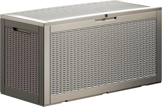 100 Gallon Lockable Resin Deck Box, Waterproof & UV-Resistant Outdoor Storage by Home