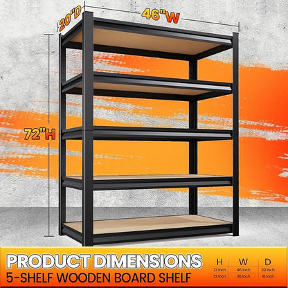 72" H*46'' Storage Shelves 2500lbs Garage Shelving Adjustable Heavy Duty Garage - Image 3