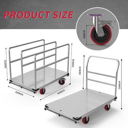 Extra Large Steel Panel Cart Dolly, 2IN1 Heavy Duty Drywall Lumber Truck - Image 7
