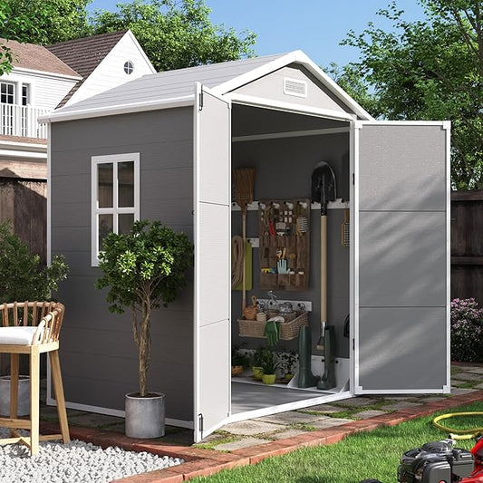 UDPATIO Outdoor Resin Storage Shed 6x4.5 FT, Plastic Garden Shed by UDPATIO