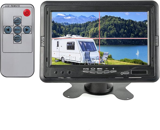 Anina 7 Inch Monitor Quad Split HD Screen 4 Channels RCA Video Inputs by Anina