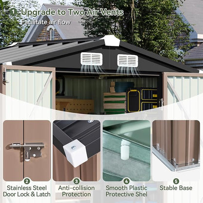 Aoxun 6x3.9 FT Shed with Base Metal Outdoor Storage Shed Garden Shed with - Image 7
