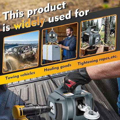 Portable Drill Winch of 1000 LB, Rotate The Hook 360 Degrees, - Image 6