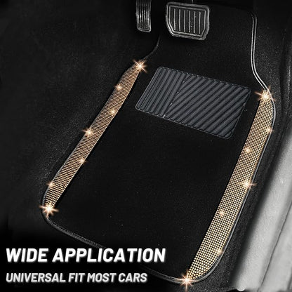NBTEPEM Gold Bling Car Floor Mats Full Set, Universal Fit Most Cars - Image 2