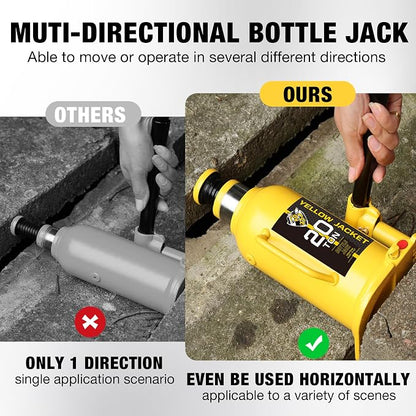 YELLOW JACKET 20 Ton Muti-Directional Welded Bottle Jack, Horizontal Bottle - Image 3