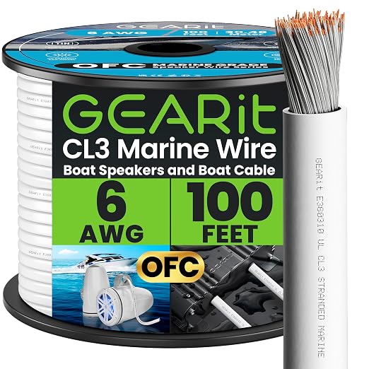 GEARit 6 Gauge Marine Electrical Primary Wire, 6 AWG Marine Grade Tinned Copper by GEARit