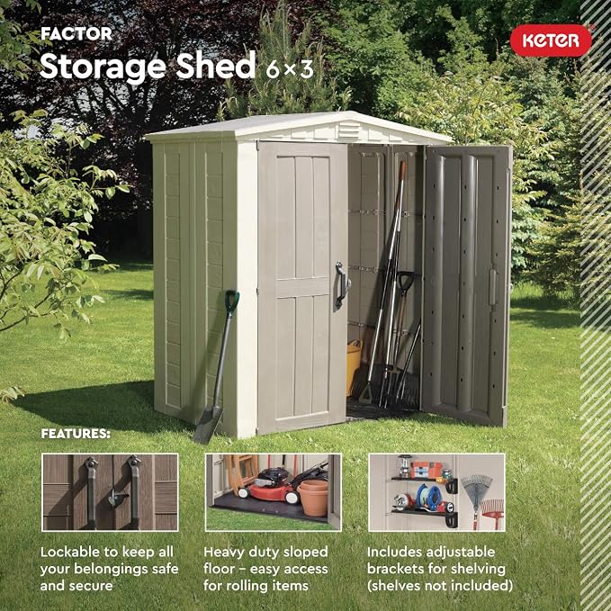 Keter Factor 6x3 Outdoor Storage Shed Kit-Perfect to Store Patio Furniture - Image 4