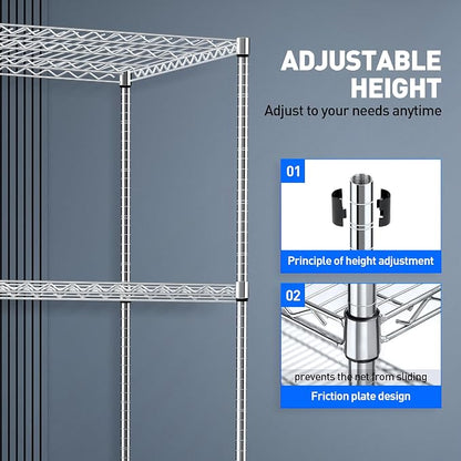 Rengue Wire Shelving with Wheels, 4-Tier Heavy Duty Garage Storage Shelves - Image 7