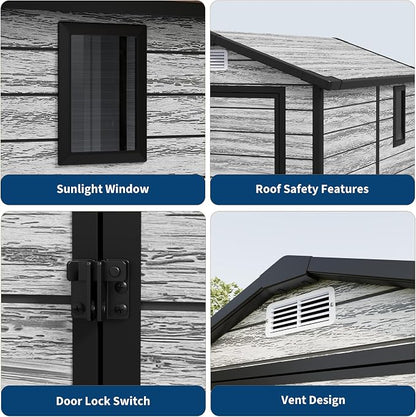 All-Weather Resin Shed with Window, Outdoor Plastic Garden Shed with Lockable - Image 5