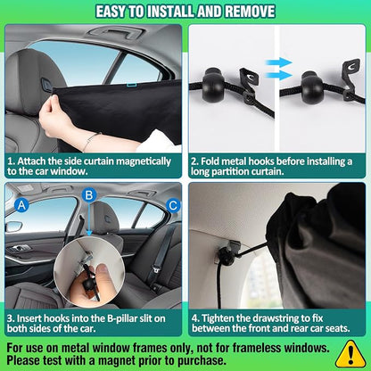 Set of 5 Car Privacy Curtains for Sedan- 4 Magnetic 31.5*18.9in Side Car Window - Image 7