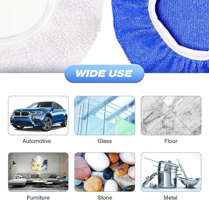 7 to 8 Inch Car Polisher Pad Bonnet, 10*Microfiber+5*Woollen - Image 5